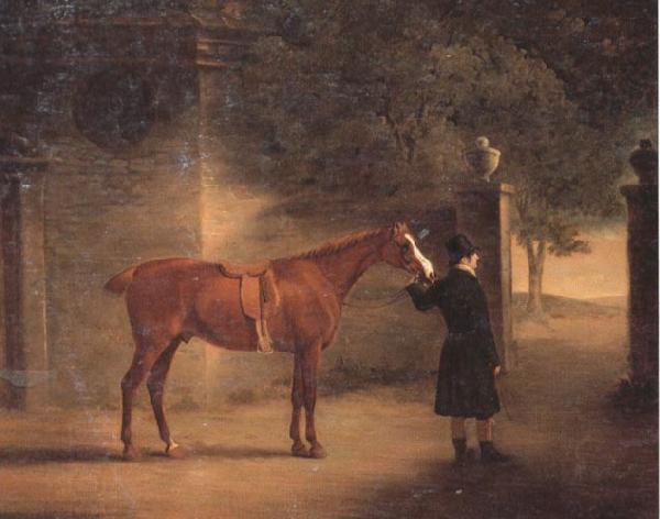 John Ferneley Mr Wombell's Hunter with a Groom in a Courtyard China oil painting art